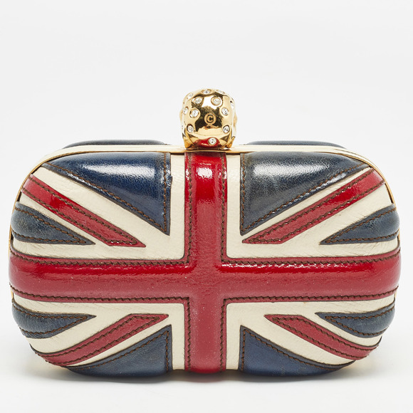 ALEXANDER MCQUEEN Multicolor Leather Britannia Skull Box Clutch - Picture 4 of 8